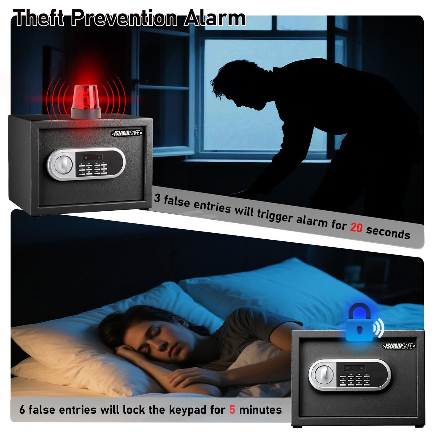 ISLANDSAFE Home Safe Box, Digital Small Personal Safes, caja fuerte, Security Money Closet Electronic Lock Box with Keypad for Pistol Cash Jewelry, Document, Hotel, Dorm, Office (0.8cuft Black)