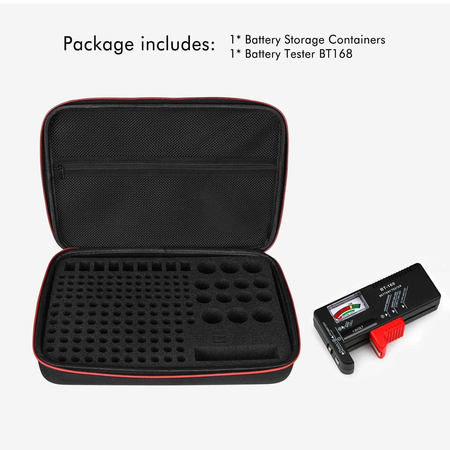 keabys Battery Organizer Storage Holder Case with Tester,Battery Vault Box Container Carrying 9V Keeper for Garage Organization Holds 200+ Batteries AA AAA C D