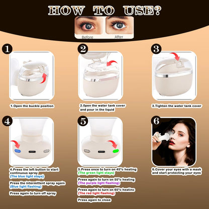 Johncase Heated Eye Sprayer for Dry Eyes Relief Mist Steamer Portable Warm Compress Eyes Mister for Eyelid,Eye Skin SPA Eye Steam Relief Dry Eyes and Stye Mini Eye Drops Tool