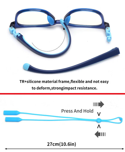 JM Kids Blue Light Glasses, Computer Gaming Grasses for Girls Boys Age 3-10, Anti Blue Ray TR90 Eyeglasses