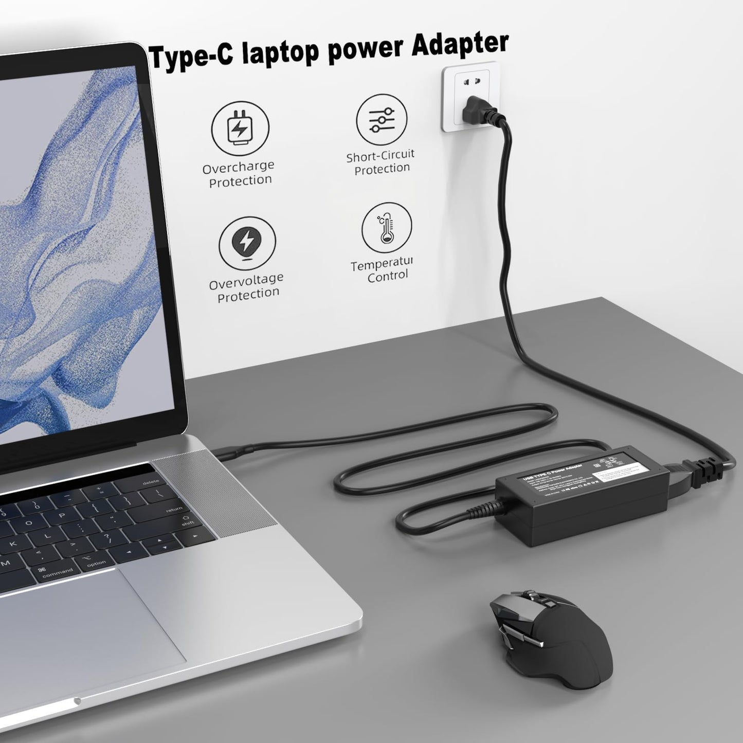 GKLSPL 65W USB C Laptop Charger Compatible with Dell Laptop and More USB Type C Power Adapter
