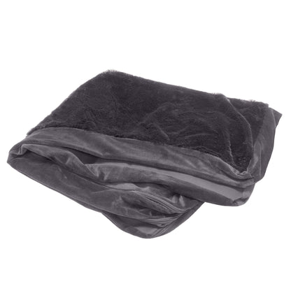 Furhaven Pet Dog Bed Cover - Plush Faux Fur & Velvet L Shaped Chaise Lounge Living Room Corner Couch Pet Bed Replacement Cover for Dogs & Cats, Platinum Gray, Jumbo