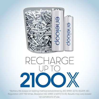Eneloop Panasonic BK-3MCCA4BA AA 2100 Cycle Ni-MH Pre-Charged Rechargeable Batteries, 4-Battery Pack