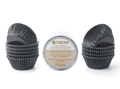 Gifbera Standard Black Foil Cupcake Liners Muffin Wrappers, 200-Count