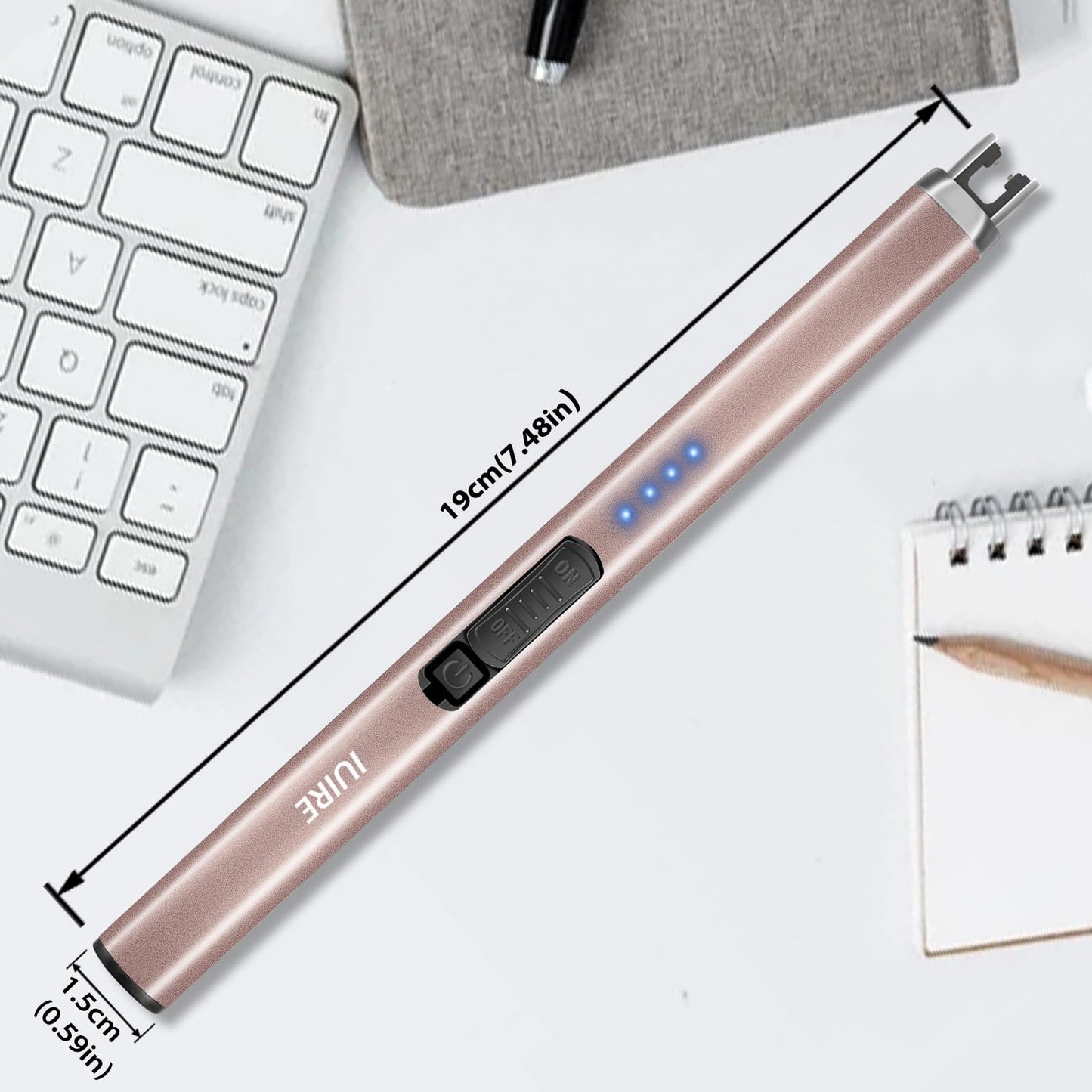 IUIRE Candle Lighters Electronic Arc Windproof Flameless USB Rechargeable Lighter (2 Pack - Black&Rose Gold)