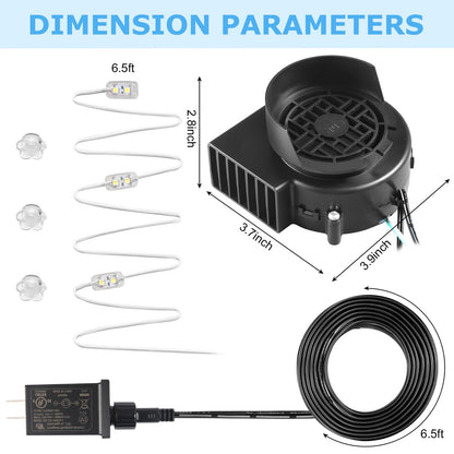 Envanptaz 2-Pack Inflatable Fan Blower Replacement, 12V 1.2A Air Blower for Inflatables with 3 LED Light Strings for Thanksgiving Christmas Halloween Yard Party Holiday Inflatable Decorations