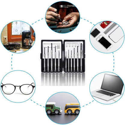 11PCS Mini Screwdriver Set, Small Tools with 11 Different Size Flathead and Phillips Screwdrivers, Precision Screwdriver Set for Jewelry, Watch, iPhone, Toys, Computer, Eyeglass Repair