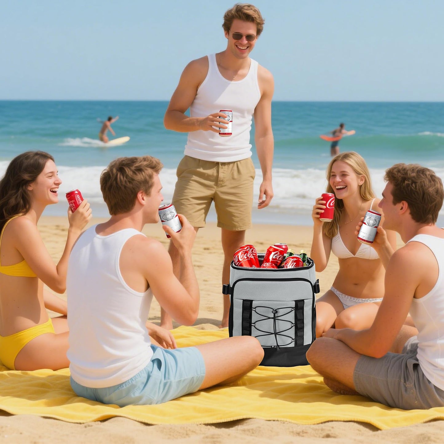 Cooler Backpack - 40 Cans Insulated Backpack Cooler for Men & Women, Portable 2 Leak Proof Compartments Coolers Bag for Beach Travel Picnic Lunch Hiking BBQ Camping - MIYCOO