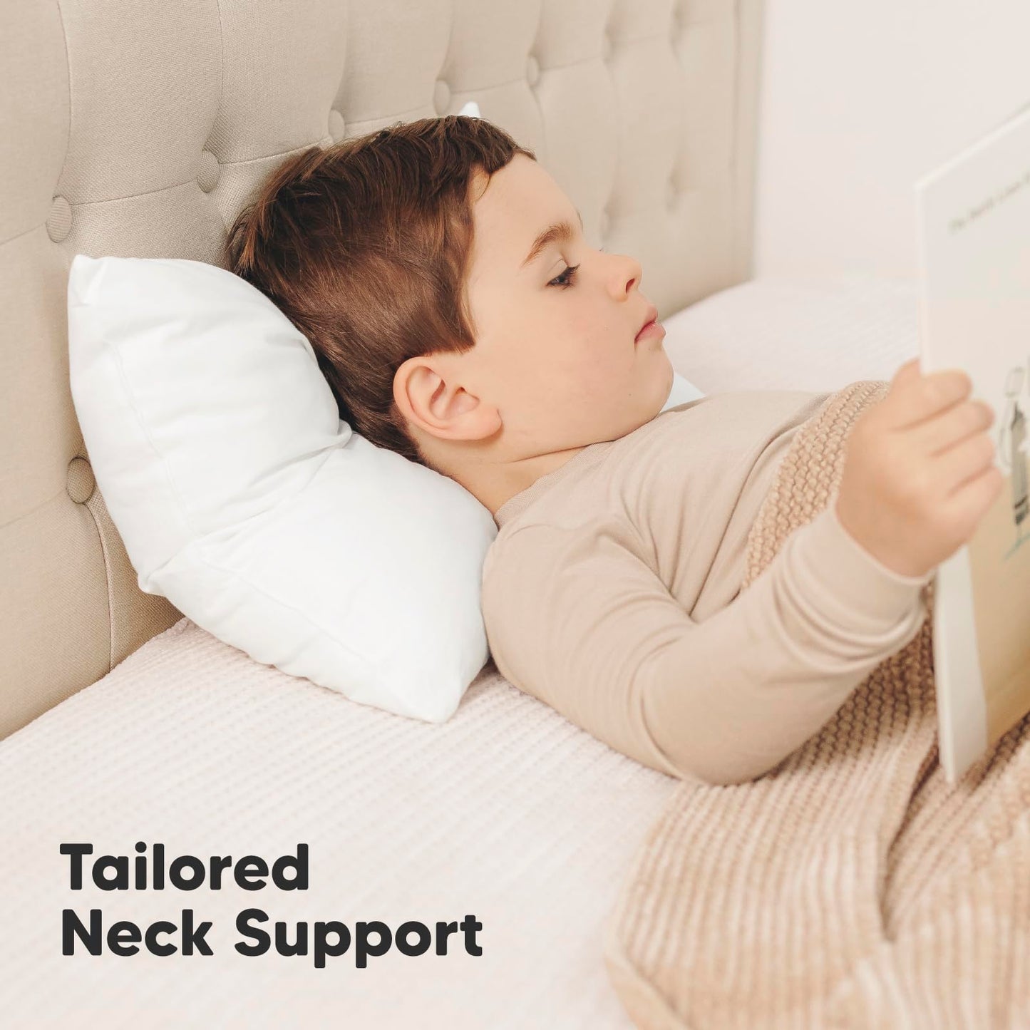 KeaBabies 2-Pack Toddler Pillow 13x18 - Soft Organic Cotton Kids Travel Bed Pillows for Sleeping, School, Nap, Machine Washable, Toddlers 2 to 5, Pillowcase Sold Separately (Soft White)