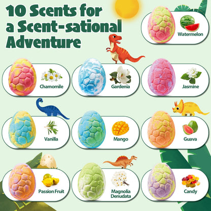 JuraFizz Dinosaur Bath Bombs for Kids with Surprise Inside, 20 Pack Natural Dino Egg Bath Bombs with Exclusive Carnivorous & Herbivorous Dinosaur Toys, Birthday Party Favors for Boys, Girls