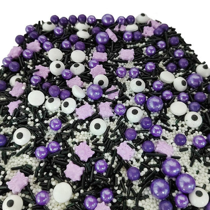 1 Bottle Candy Eyeballs Eyes Cake Cupcake Toppers Edible Baking Purple Sugar Pearls Halloween Sprinkles Cookie Decorations Holiday Party Christmas Supplies(100g/3.5oz)