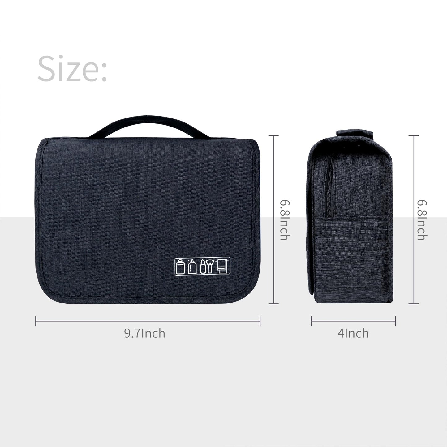 Lcsmaokin Large Capacity Toiletry Bag Travel Bag with Hanging Hook for Men and Women Waterproof Travel Cosmetic Bag Bathroom Storage Bag for Brushes Set,Full-Sized Shampoo,Toiletries,Accessories-Black