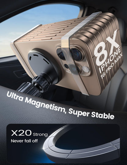 Lamicall 15W for Magsafe Car Mount Charger - [3-in-1 Upgraded Intelligent Chip] 360° Wireless Car Phone Holder Charger Vent Dashboard Magnetic Phone Holders for Your Car for iPhone 16 15 Pro Max
