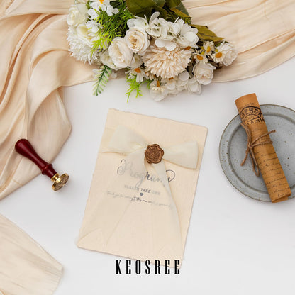 KEOSREE 3 Rolls Cream White Handmade Chiffon Ribbon,1.5" x 21Yd Frayed Fringe Silk Ribbons (3 Rolls *7Yd) for Gifts Wrapping, Wedding Invitations, Bridal Bouquets, Decorations