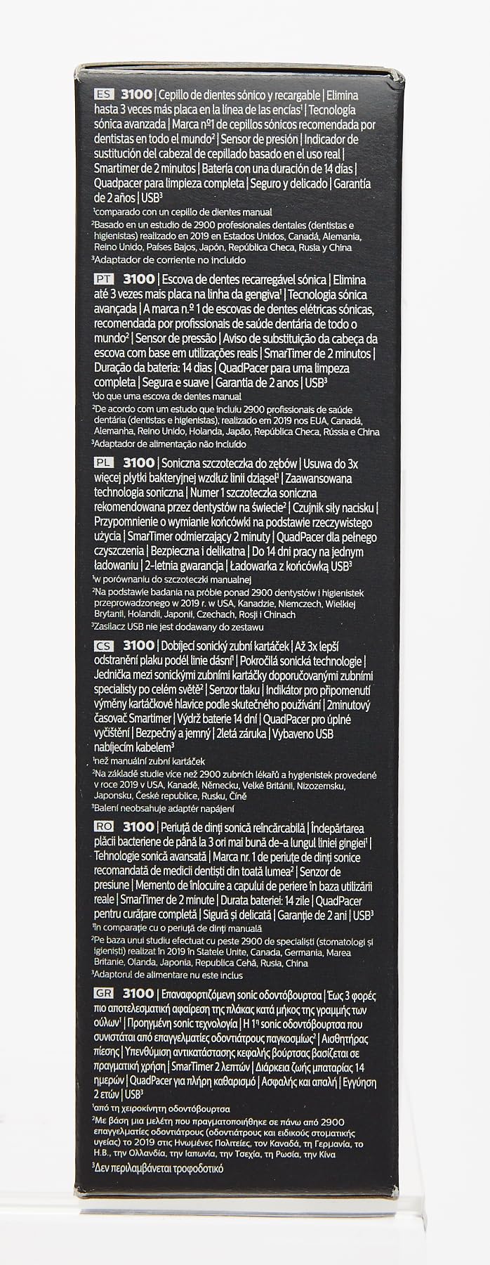 Philips Sonicare 3100 Series Sonic Electric Toothbrush (Dual Pack) with Pressure Sensor and BrushSync replacement reminder (Black and White) (Black and White)