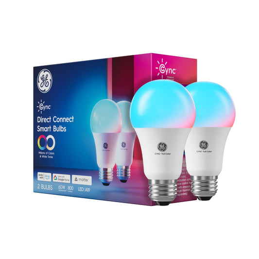 Cync GE A19 Smart LED Light Bulbs, Room Decor Aesthetic Color Changing WiFi Lights, LED Indoor Light Bulb, Compatible with Alexa and Google (2 Pack)