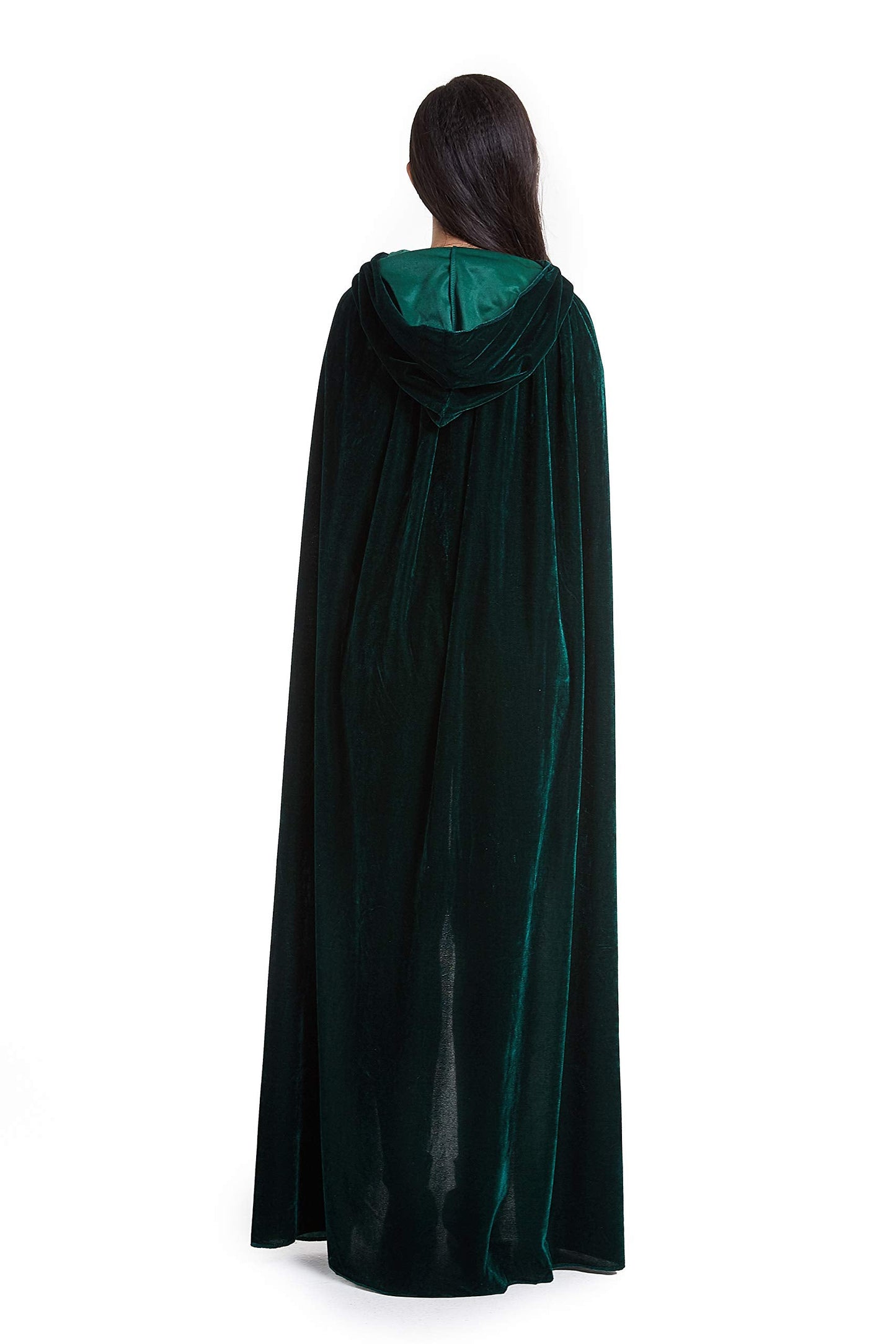 Crizcape Unisex Halloween Costume Cape Hooded Velvet Cloak for Men and Womens Green Medium