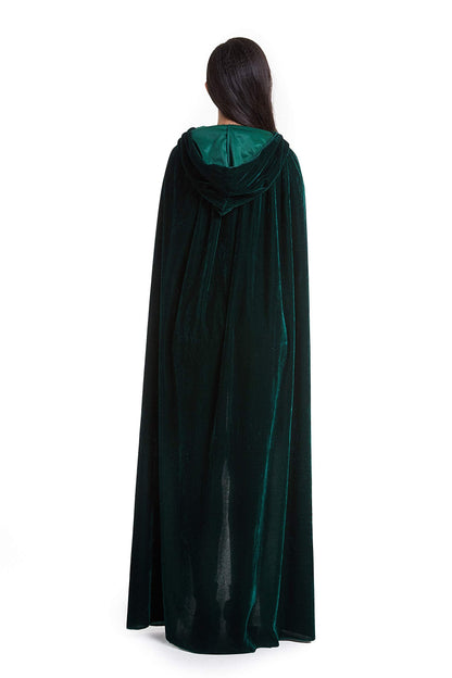 Crizcape Unisex Halloween Costume Cape Hooded Velvet Cloak for Men and Womens Green Medium