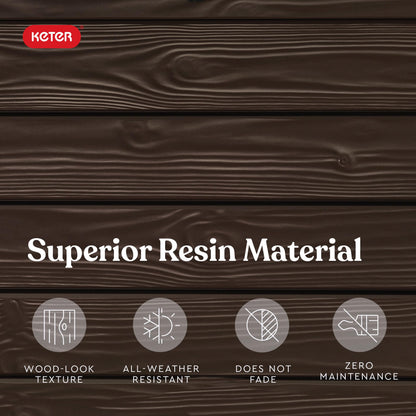 Keter Solana 70 Gallon Storage Bench Deck Box for Patio Furniture, Front Porch Decor and Outdoor Seating – Perfect to Store Garden Tools, Brown/Brown