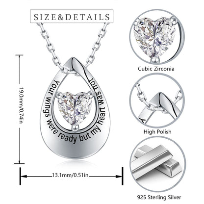 925-Sterling-Silver Teardrop Urn Necklace for Ashes - Hollow Teardrop with Heart Cremation Jewelry Ash Silver Tear Drop Urn Jewelry Water Droplets Urn Necklaces Ashes for Women Teen Girls