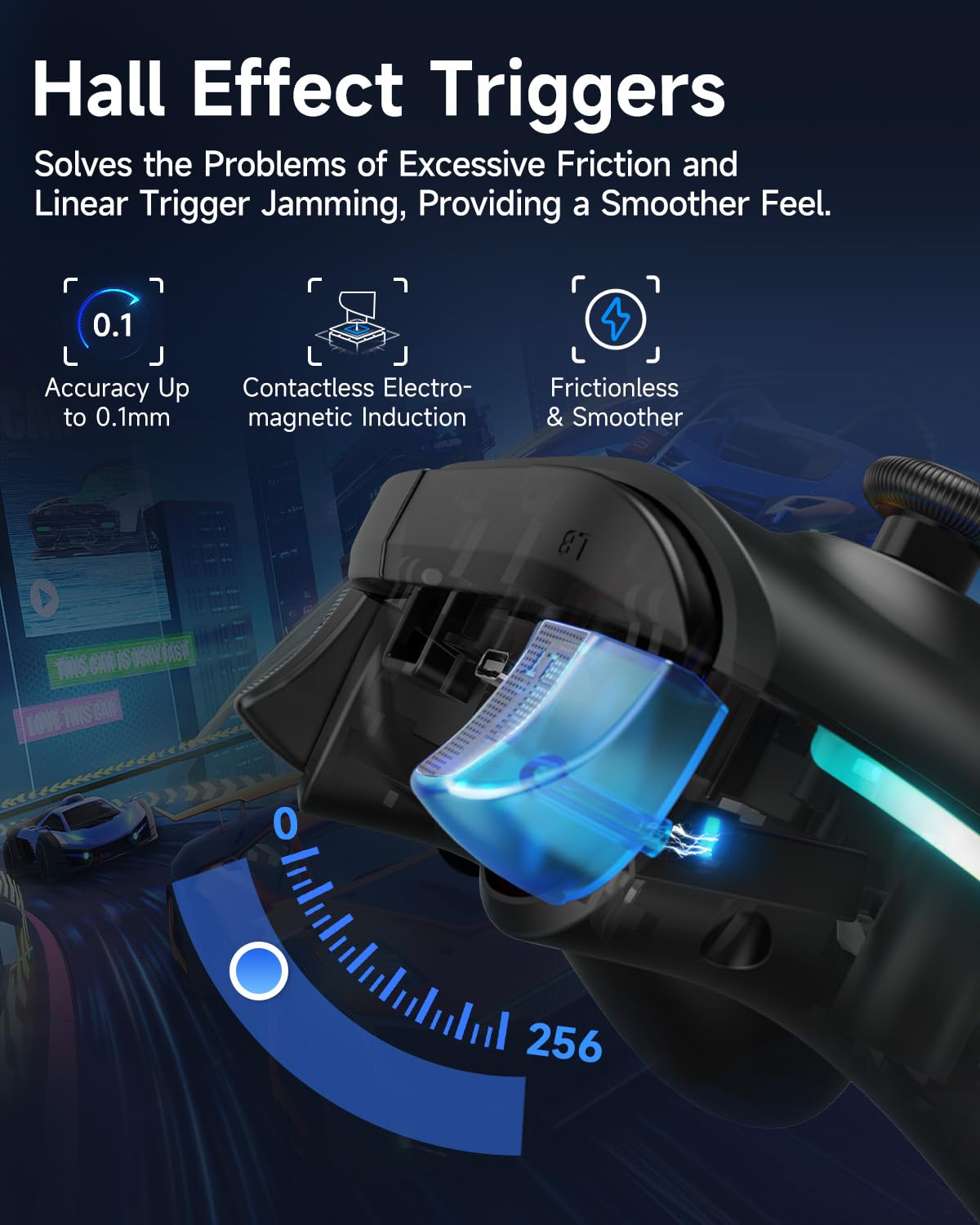 EasySMX X15 PC Controller - Enhanced Wireless Bluetooth Controller with Hall Joysticks/Hall Triggers/RGB Lighting - No Stick Drift, No Dead Zone - Work for Windows PC, Android, Steam and Switch