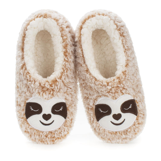 cosyone1997 Cute Slippers for Women Toddler Kids Girls Boys Teens, Fuzzy Bedroom Shoes Indoor, Soft Cozy Fluffy House Sock, Unique Funny Christmas Gifts for Mom Animal Lovers, Tan Sloth Size 7-8