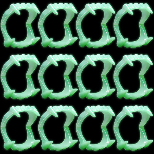 50 Pieces Halloween Vampire Teeth Glow in The Dark Plastic Glowing Vampire Fangs Teeth for Kids Dress Up Pretend Play Halloween Cosplay Masquerade Party Costume Decorations
