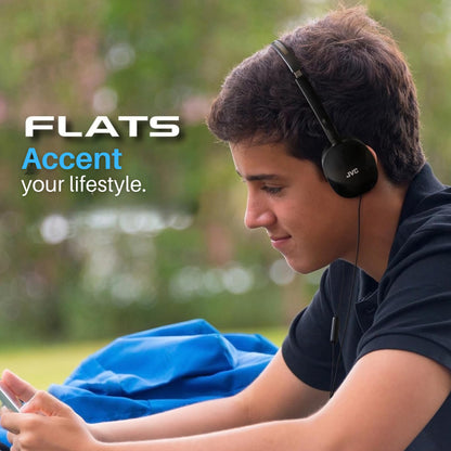 JVC Flats On-Ear Wired Headphones - Flat Foldable Design - 30mm Driver for Powerful Sound - Soft Ear-Pads for Comfort – Steel Headband - Lightweight & Portable - PC/Laptop/Gaming - 3.5mm Slim Plug