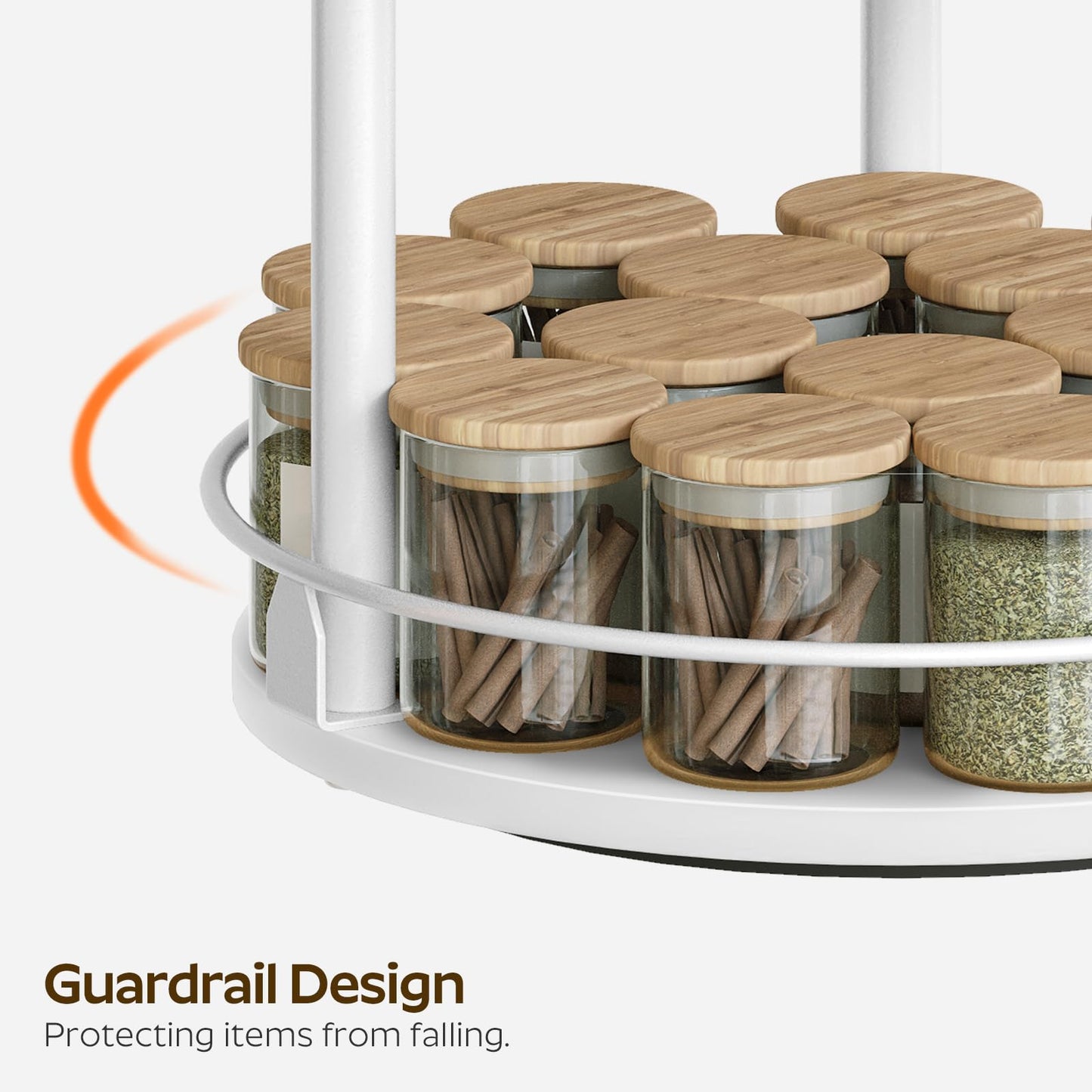 3-Tier Lazy Susan Organizer, Rotating Spice Rack, Spinning Organizer, Industrial Turntable Spice Rack Organizer for Cabinet, Kitchen Countertop, Pantry, Rustic Brown and Black SR23BR