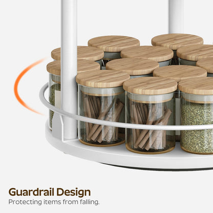 3-Tier Lazy Susan Organizer, Rotating Spice Rack, Spinning Organizer, Industrial Turntable Spice Rack Organizer for Cabinet, Kitchen Countertop, Pantry, Rustic Brown and Black SR23BR