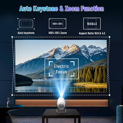 Mini Projector, Projector with WiFi and Bluetooth, 4K 1080P Support Portable Projector 180° Rotatable 130'' Screen Movie Projector Auto Keystone Compatible with HDMI/USB/Smartphone/PC/Laptop