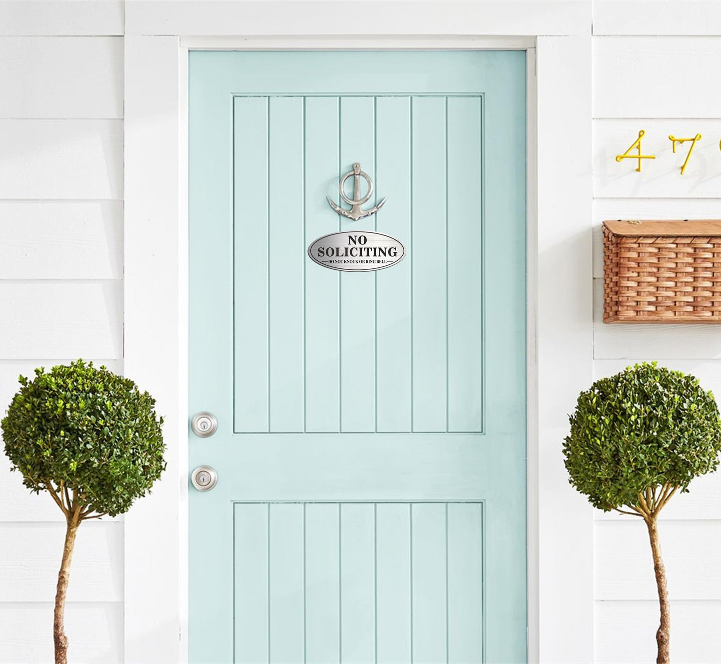 No Soliciting Sign, 2 Pack Self-Adhesive Aluminum Metal No Solitation Do Not Knock or Ring Bell Sign, 7.0 x 3.0 inches Fade Resistang Signs for Office and Home (Brushed Nickel/Black)