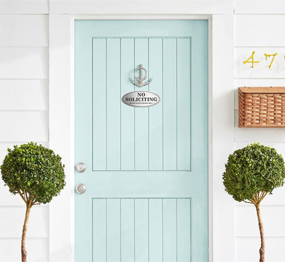 No Soliciting Sign, 2 Pack Self-Adhesive Aluminum Metal No Solitation Do Not Knock or Ring Bell Sign, 7.0 x 3.0 inches Fade Resistang Signs for Office and Home (Brushed Nickel/Black)