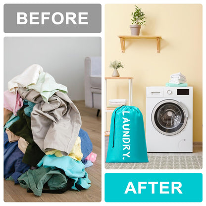 2 Pack XL Travel Laundry Bag, Machine Washable Dirty Clothes Organizer with Drawstring,Large Enough to Hold 4 Loads of Laundry, Easy Fit a Laundry Hamper or Basket Travel Essentials 24" x 36"