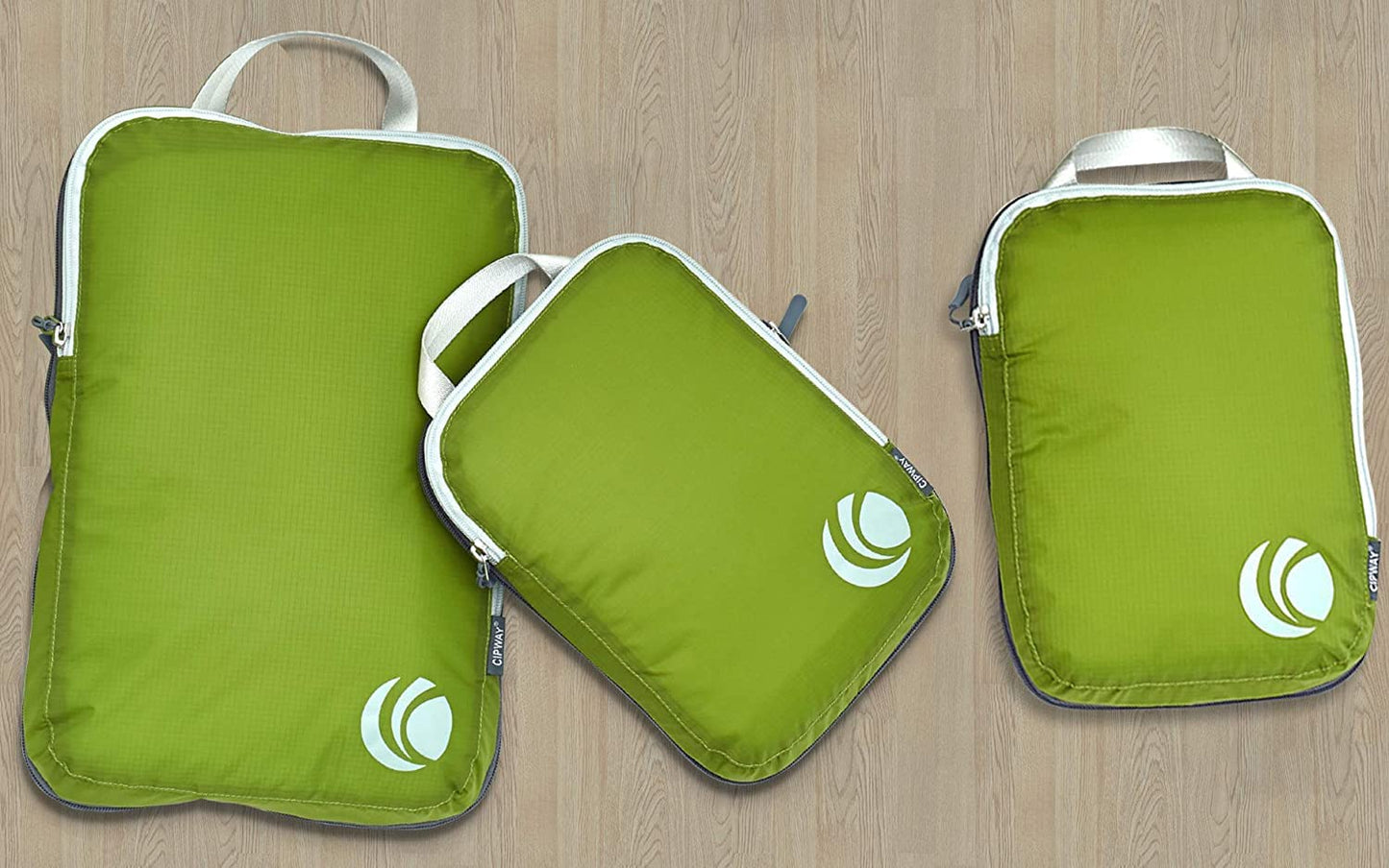 Cipway Compression Packing Cubes Set, Ultralight Expandable Travel Packing Organizers for Carry on Luggage (Green 3pcs)