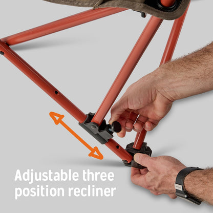 Kelty Deluxe Lounge Chair – Folding Outdoor Camp Chair, Insulated Cupholders, Customized Recline, Steel Frame, Padded Roll Storage, 2024 (Bungee)