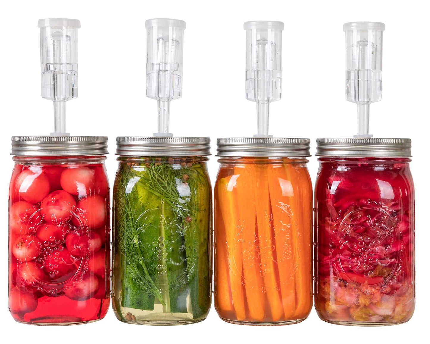 Jillmo Fermentation Kit, Stainless Steel Fermenting Lids for Wide Mouth Mason Jars (NO Jars)