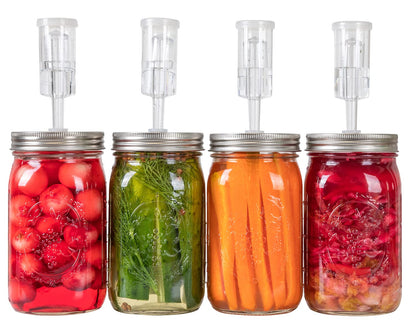 Jillmo Fermentation Kit, Stainless Steel Fermenting Lids for Wide Mouth Mason Jars (NO Jars)
