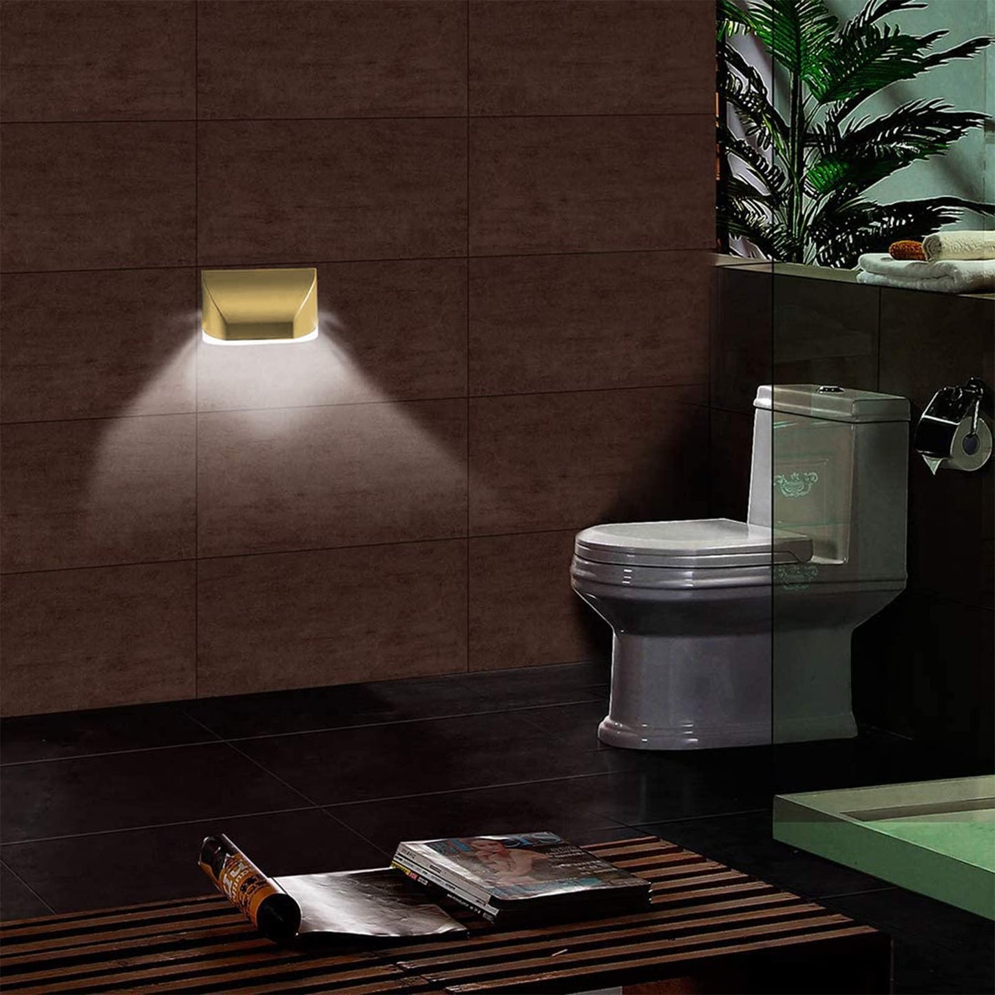 LED Intelligent Keyhole Light Lamp Door Lock Sensor Lamp - Battery Operated Auto Sensor Motion Detector with 4 LED for Key Hole/Door Lock (Gold)