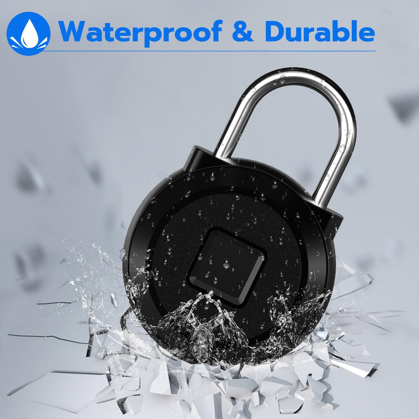 Fingerprint Lock, Dhiedas Gym Locker Lock with Fingerprint Bluetooth APP, Biometric Fingerprint Padlock with Keyless, Waterproof Smart Padlock for Locker School Suitcase Cabinet Storage