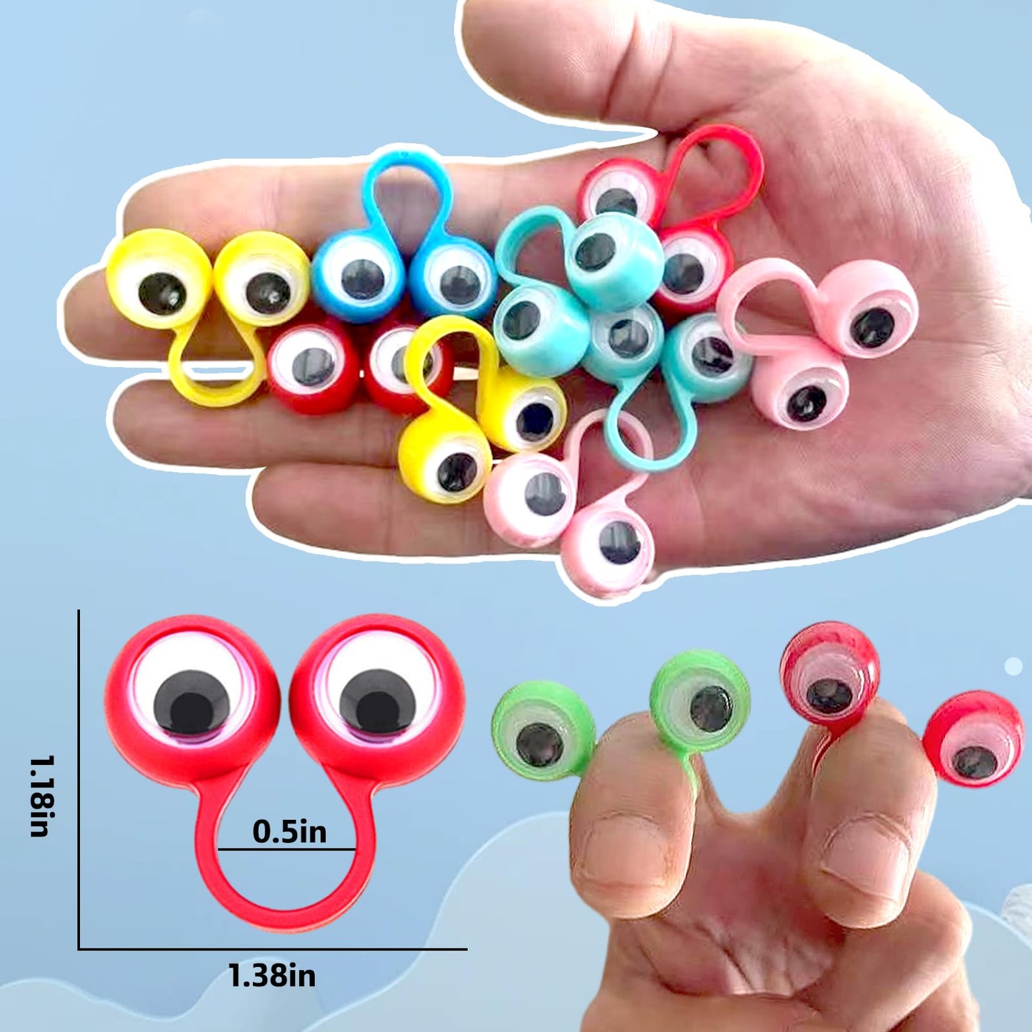 100 PCS Eye Finger Puppets Toys Set, Wiggly Eyeball Finger Puppet Eye On Rings for Kids, Party Favors for Boys Girls