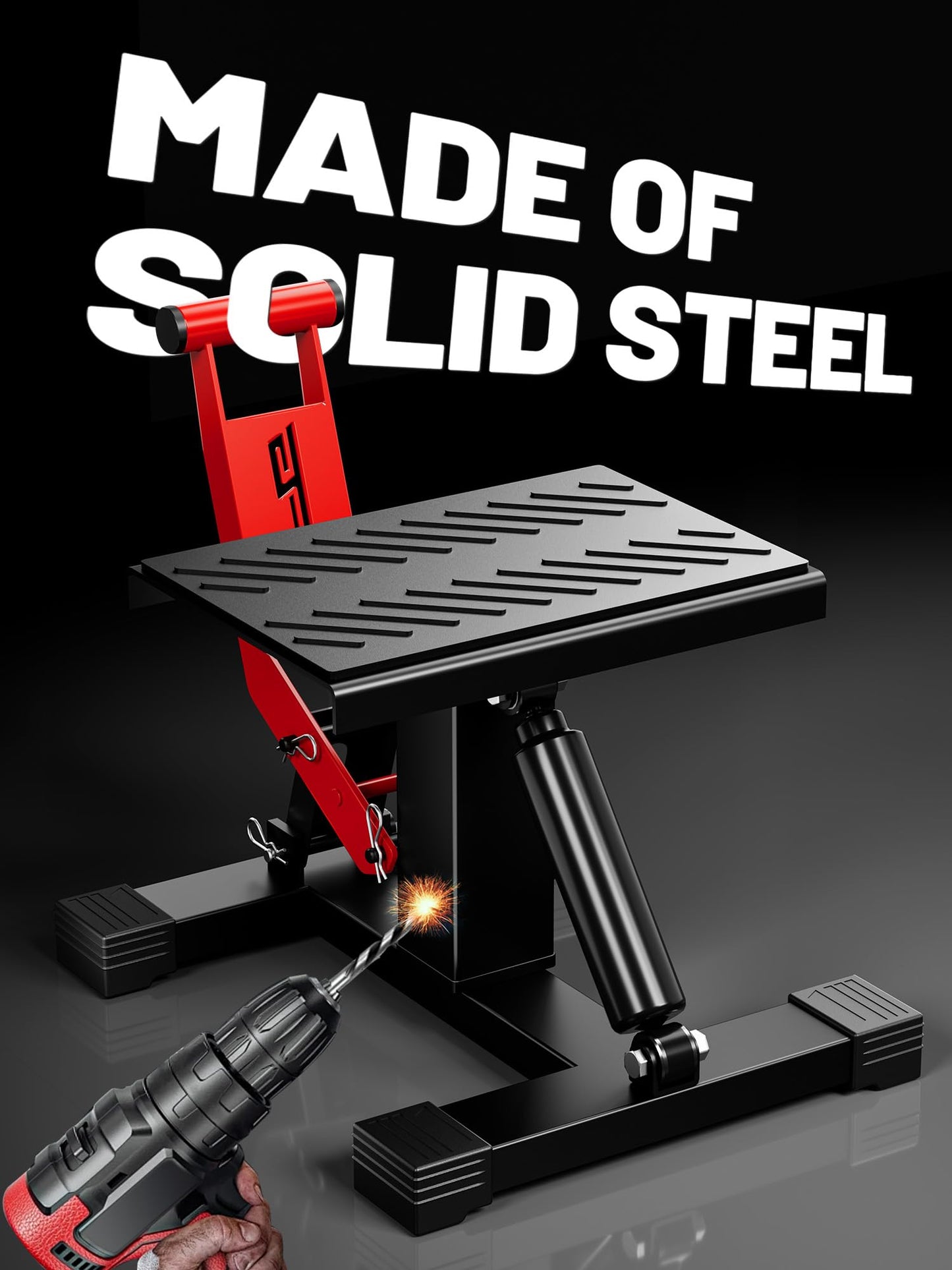 JFG RACING Motorcycle Dirt Bike Stand 1000Lbs Capacity Lift Jack Hoist Table Height Adjustable Lifting Stand Ideal for Dirt Pit Bike Repair&Maintainance,Dirt Bike Accessories