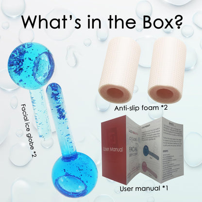 Lazzybeauty Ice Globes for Facials, Ice Globes, Facial Ice Globes, Cooling Globes, Globes for Face Neck & Eyes, Daily Beauty, Tighten Skin, Anti Ageing, Reduce Puffy and Wrinkle, Blue
