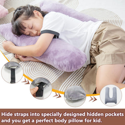 1 MIDDLE ONE Car Pillow for Kids, Memory Foam Travel Pillow for Car and Adults, Kid Travel Pillow for Sleeping on Road Trip, Small Body Pillow for Kids (Grey)