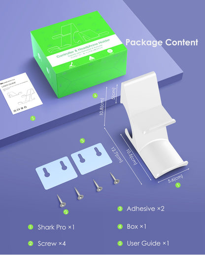 6amLifestyle Controller and Headphone Wall Mount Holder Stand with Cord Hanger for PS5 PS4 Xbox One Switch Pro Gamepad Controller Hook Strong Adhesive/Screws, White