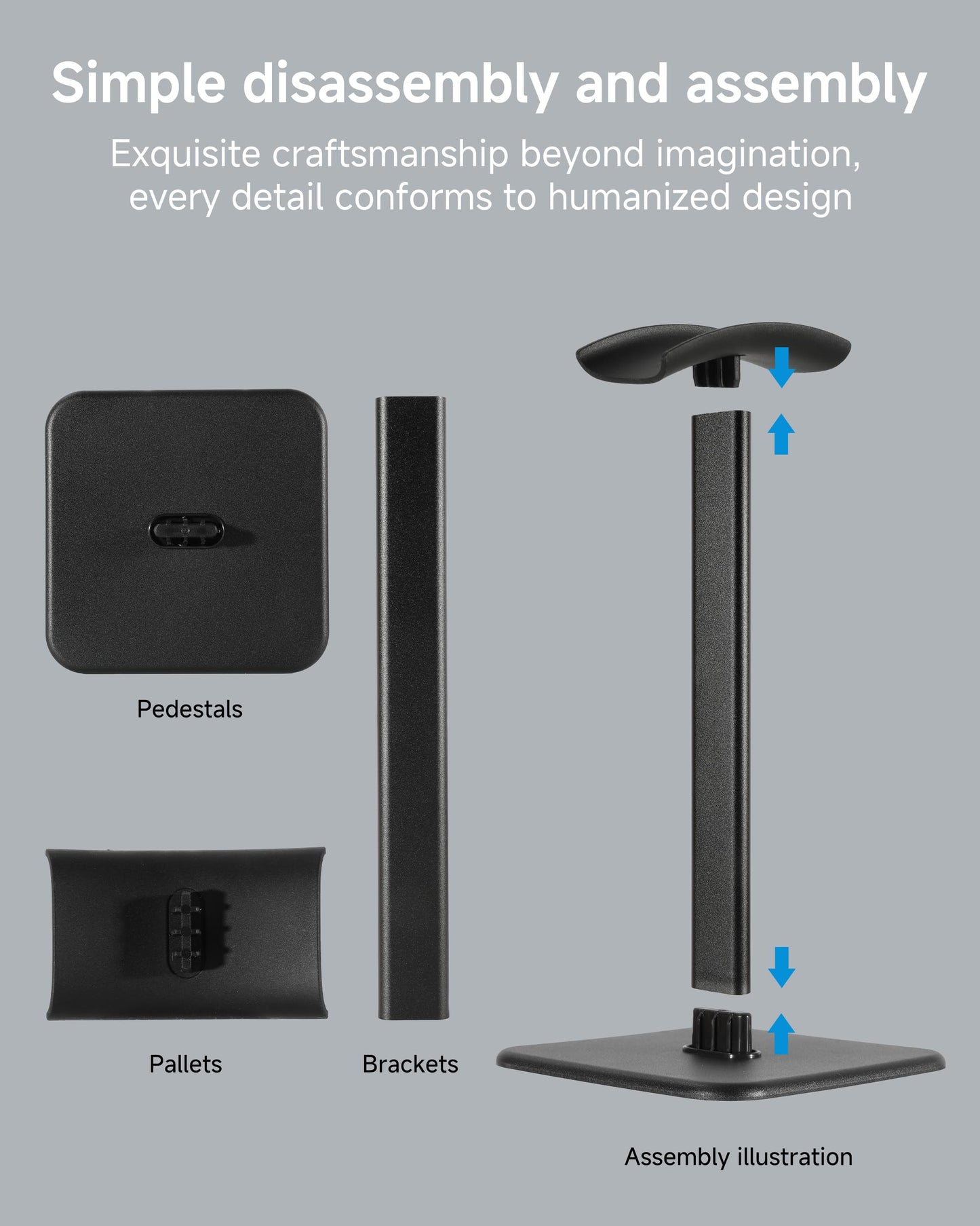 DGPLUS Headset Stand - Headphone Holder for Desk with Aluminum Hanger Compatible with All Over-Ear On-Ear Computer Xbox One PS5 PS4 PC Game Telephone Headsets (Black)