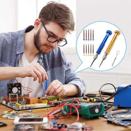 ESINAM Portable Glasses Screwdriver for Eyeglass Repairing, 13 In 1 Mutifuntional Precision Screwdriver Set for Sunglasses,Watch, Laptop, Electronics, Cellphone and Jewelry - Magnetic Bits