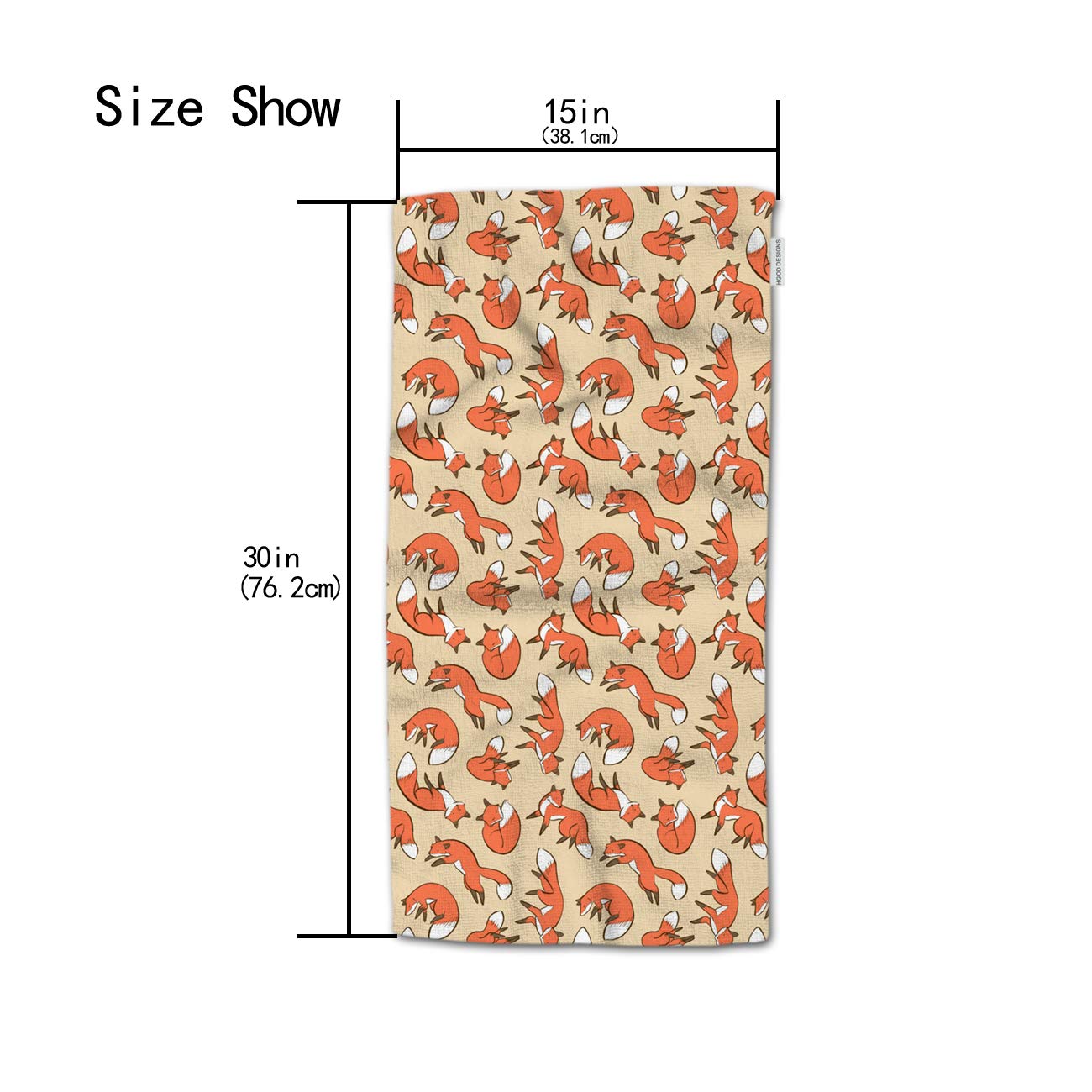 HGOD DESIGNS Fox Towels, Cute Fox Pattern 100% Cotton Soft Bath Towels for Bathroom, Kitchen, Spa 15'X30'