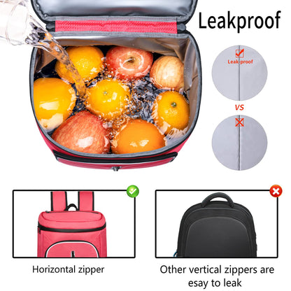 FORICH Soft Cooler Backpack Insulated Waterproof Cooler Bag Leak Proof Portable Backpacks to Work Lunch Travel Beach Camping Hiking Picnic Fishing Beer for Men Women (Watermelon Red)