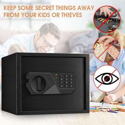 1.2 Cub Small Fireproof Safes for Home Use, Digital Home Safe Fireproof Waterproof with Programmable Keypad, Spare Keys and Removable Shelf, Fire Safe Box for Money Medicines Valuables